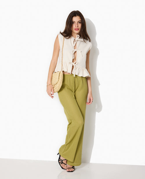 Blouse en jean sans manches avec volant et nouettes - PIMKIE - 3