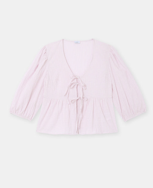 Blouse rayée avec nouettes et manches ballons - PIMKIE - 4