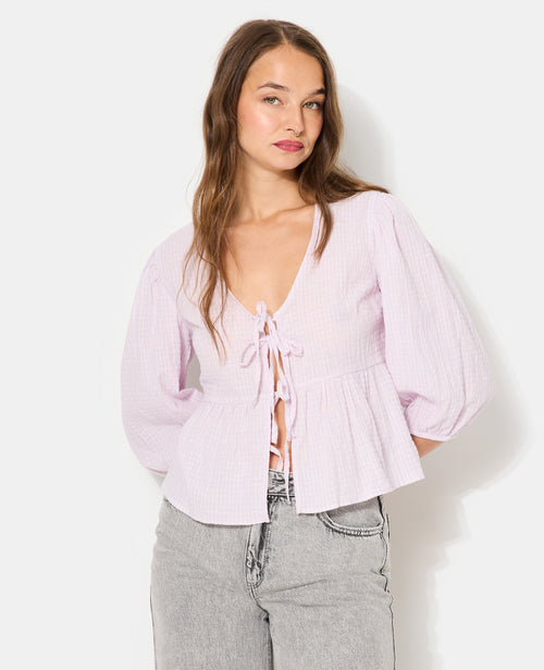 Blouse rayée avec nouettes et manches ballons - PIMKIE - 5