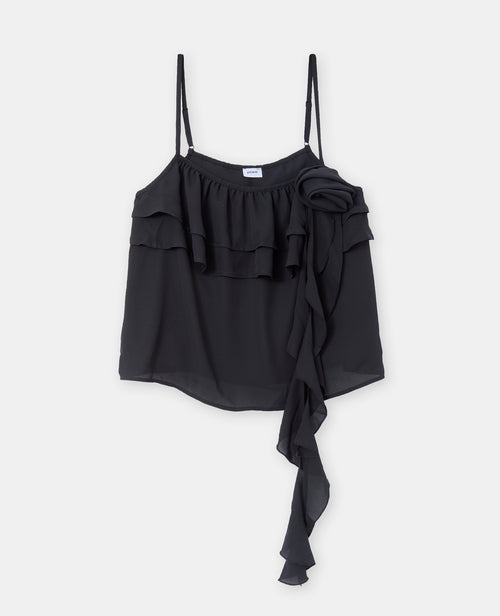 Top en voile à bretelles avec volants, fleur et pans - PIMKIE - 4