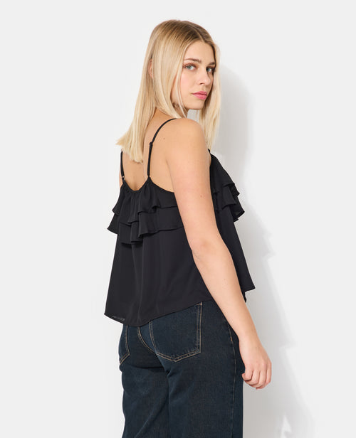 Top en voile à bretelles avec volants, fleur et pans - PIMKIE - 6