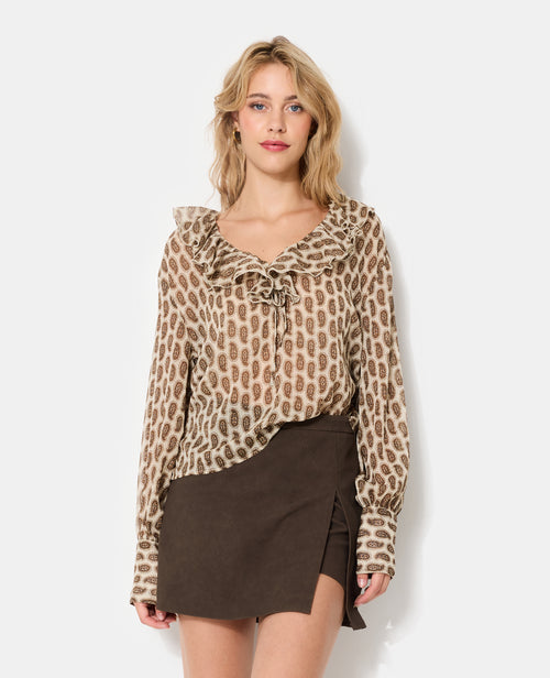 Blouse en voile avec volants motif cachemire - PIMKIE - 1
