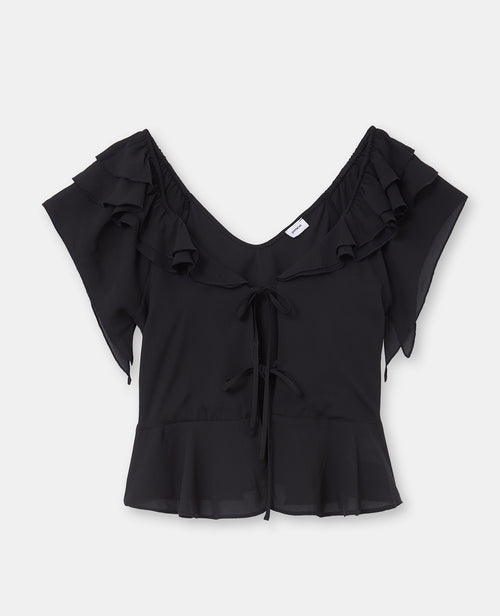 Blouse en voile avec volants et nouettes - PIMKIE - 4