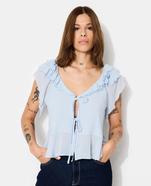 Blouse en voile avec volants et nouettes - PIMKIE - 1