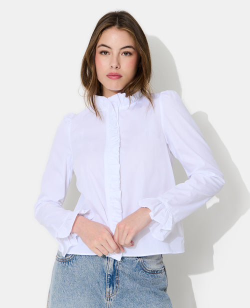 Chemise popeline avec volants - PIMKIE - 1