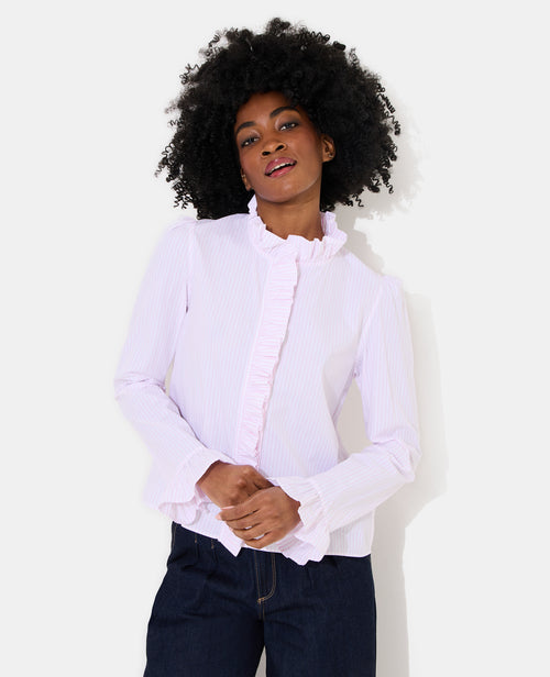 Chemise popeline rayée avec volants - PIMKIE - 1