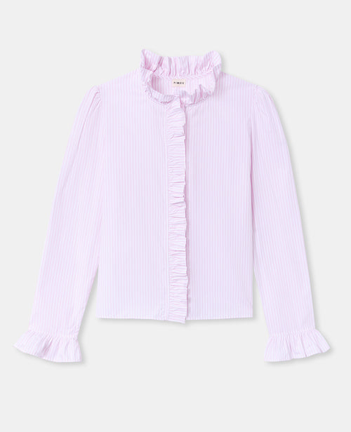 Chemise popeline rayée avec volants - PIMKIE - 4