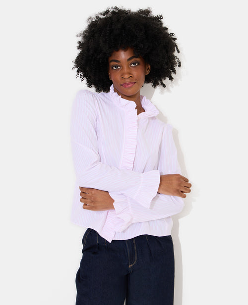 Chemise popeline rayée avec volants - PIMKIE - 5