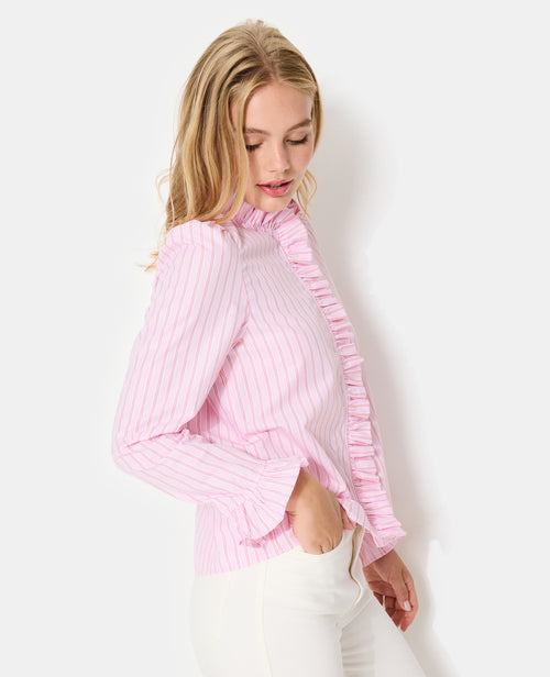 Chemise popeline rayée avec volants - PIMKIE - 2