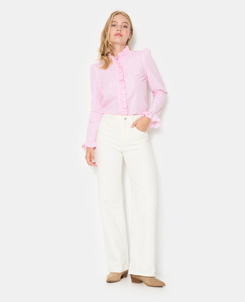 Chemise popeline rayée avec volants - PIMKIE - 3