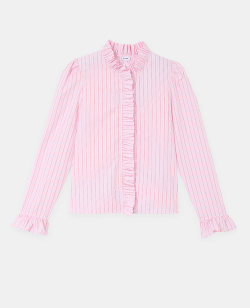 Chemise popeline rayée avec volants - PIMKIE - 4