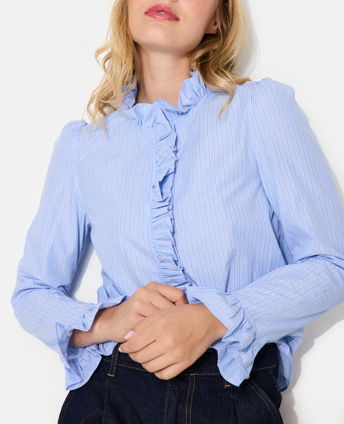 Chemise popeline rayée avec volants - PIMKIE - 2