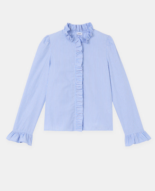 Chemise popeline rayée avec volants - PIMKIE - 4