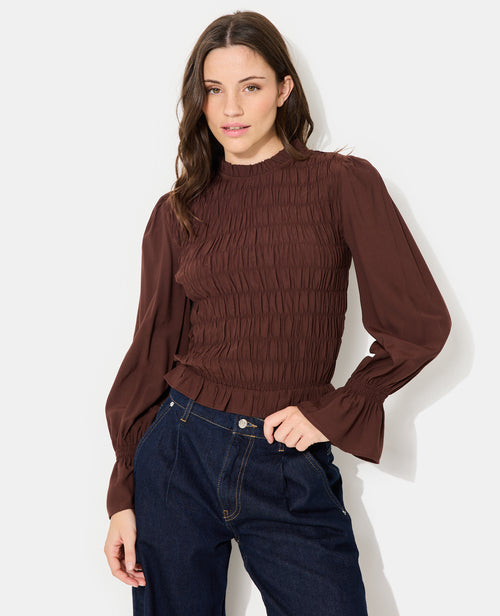 Blouse effet gaufré avec volants et manches ballons - PIMKIE - 1