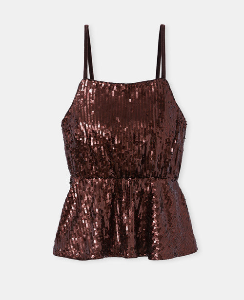 Top à bretelles forme peplum avec sequins - PIMKIE - 4