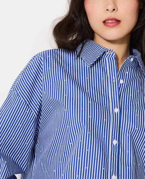 Chemise oversize rayée avec strass all over - PIMKIE - 2