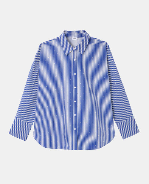 Chemise oversize rayée avec strass all over - PIMKIE - 4