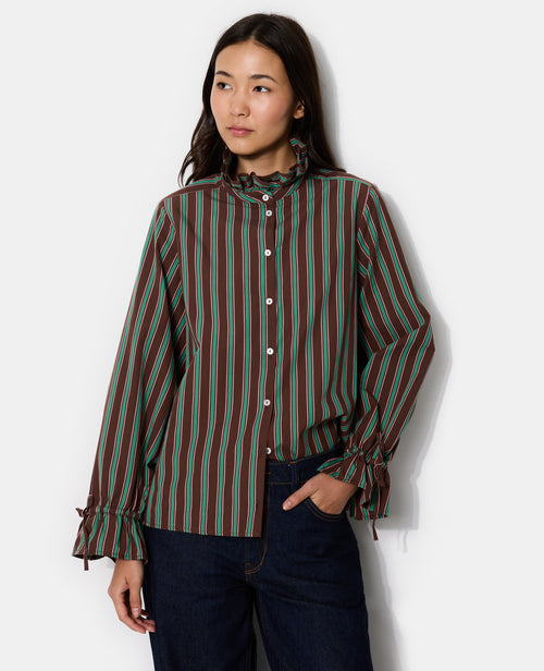 Chemise rayée avec col et manches volantés - PIMKIE - 1