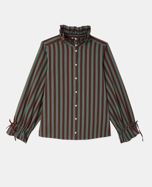 Chemise rayée avec col et manches volantés - PIMKIE - 4