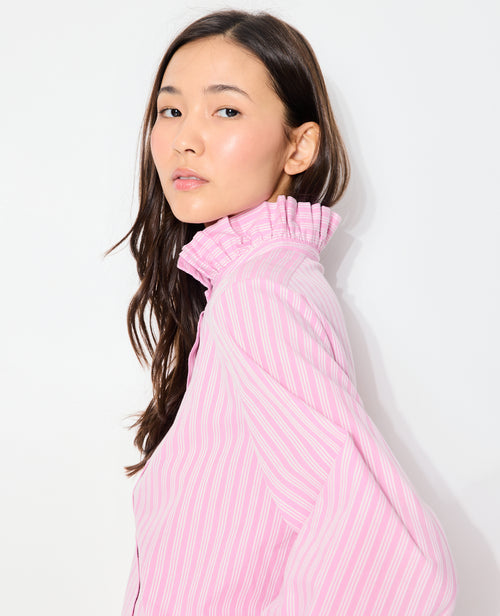 Chemise rayée avec col et manches volantés - PIMKIE - 2