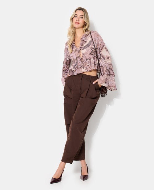 Blouse en voile avec volants et nouettes motif cachemire - PIMKIE - 3