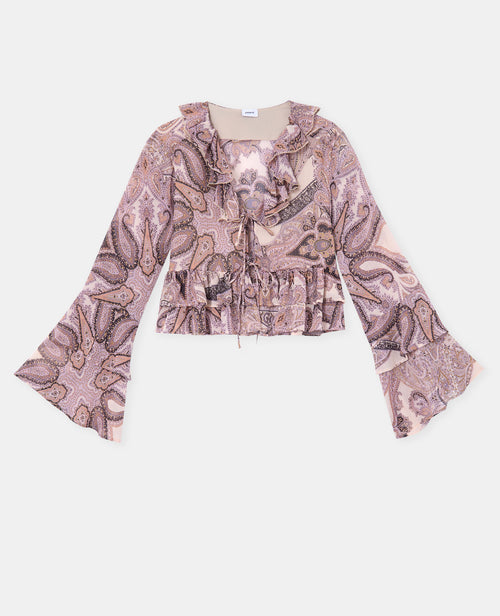 Blouse en voile avec volants et nouettes motif cachemire - PIMKIE - 4