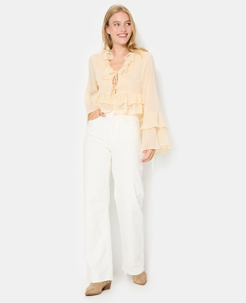 Blouse en voile avec volants et nouettes - PIMKIE - 3