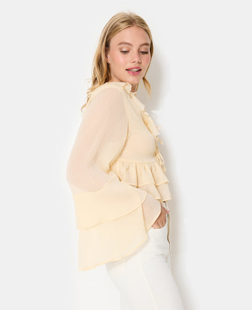 Blouse en voile avec volants et nouettes - PIMKIE - 7