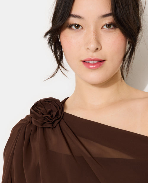 Blouse en voile drapé avec fleur - PIMKIE - 2
