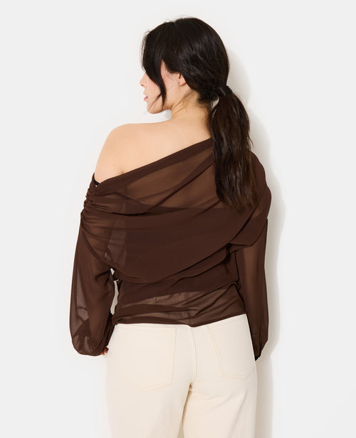 Blouse en voile drapé avec fleur - PIMKIE - 6