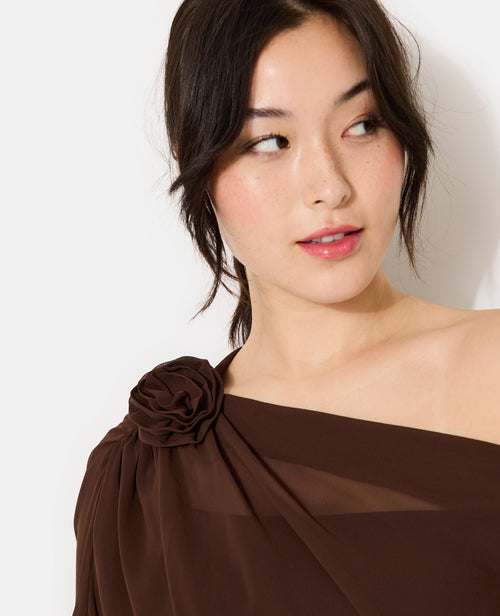 Blouse en voile drapé avec fleur - PIMKIE - 1