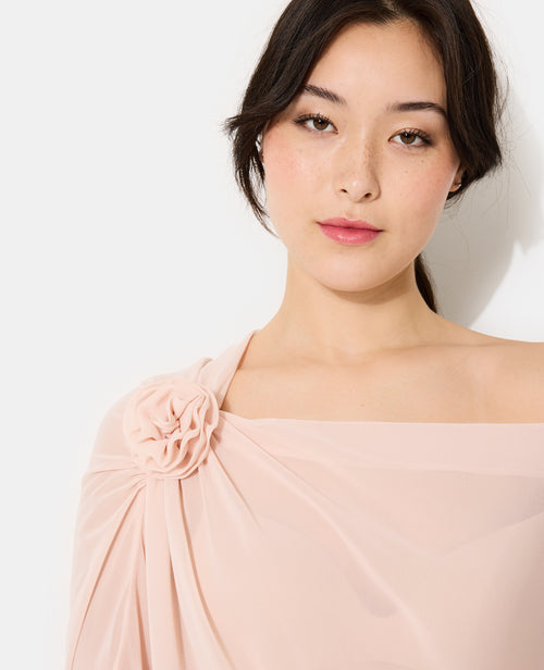 Blouse en voile drapé avec fleur - PIMKIE - 2