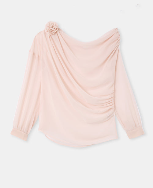 Blouse en voile drapé avec fleur - PIMKIE - 4