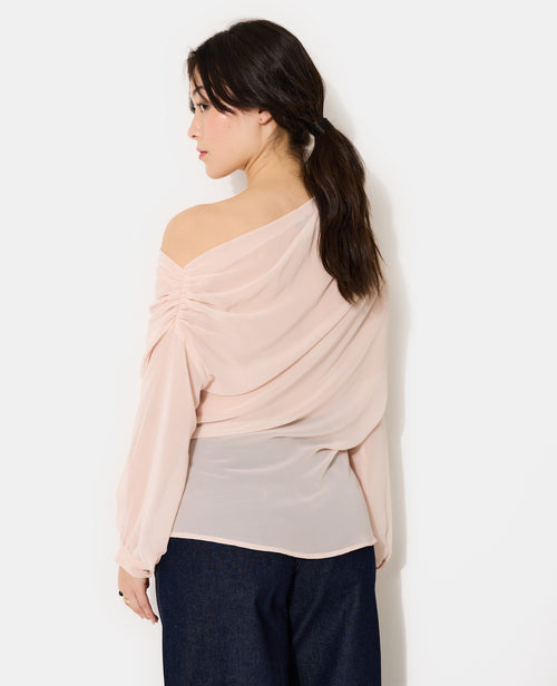 Blouse en voile drapé avec fleur - PIMKIE - 6