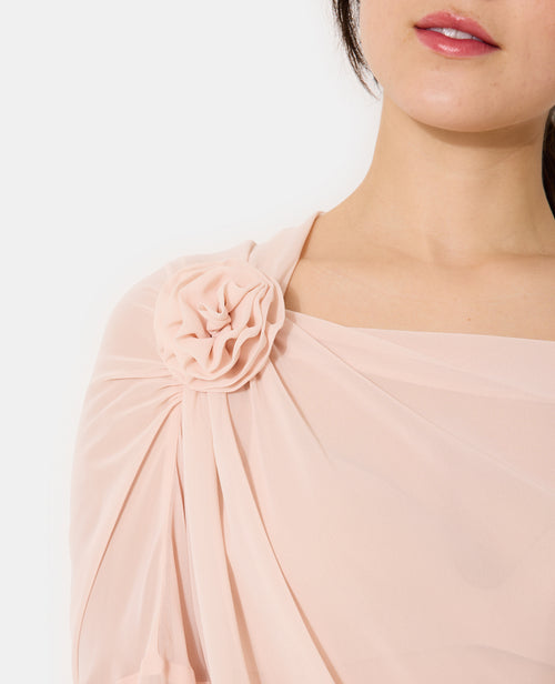 Blouse en voile drapé avec fleur - PIMKIE - 1