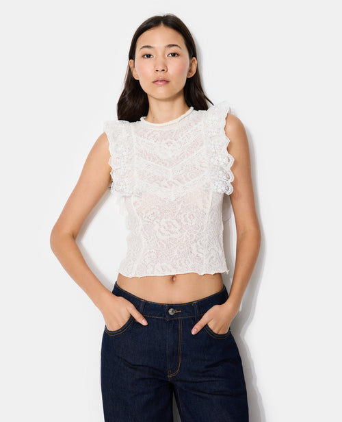 Top en maille ajourée avec dentelle - PIMKIE - 1