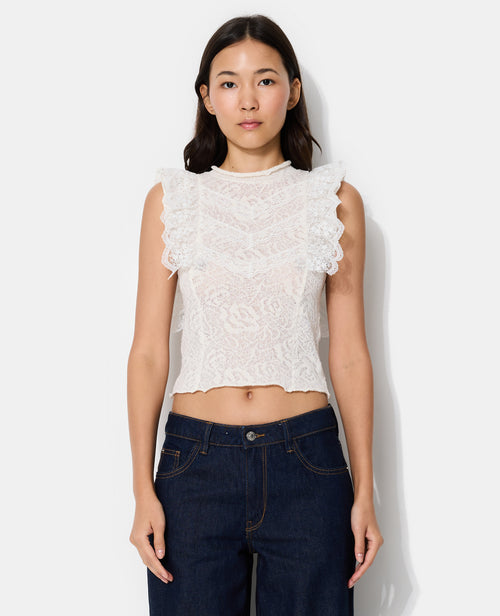 Top en maille ajourée avec dentelle - PIMKIE - 5