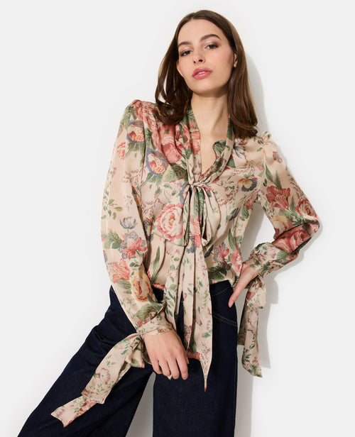 Blouse motif fleurs col lavallière - PIMKIE - 1