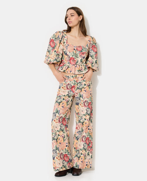 Blouse manches ballons en tissu texturé motif fleurs - PIMKIE - 3