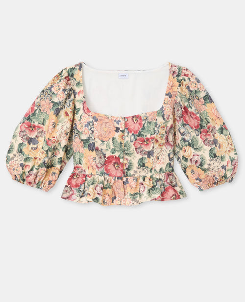 Blouse manches ballons en tissu texturé motif fleurs - PIMKIE - 4