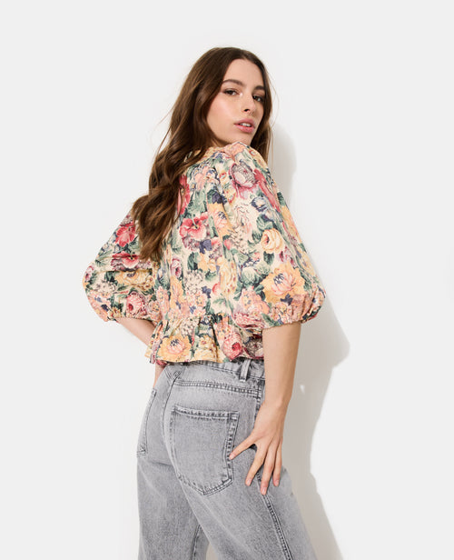 Blouse manches ballons en tissu texturé motif fleurs - PIMKIE - 6