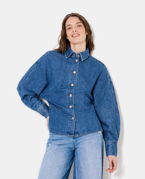 Chemise en jean cintrée avec manches chauve-souris - PIMKIE - 1