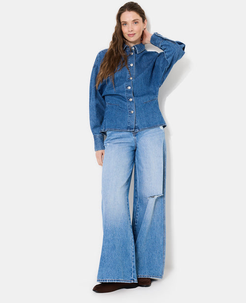 Chemise en jean cintrée avec manches chauve-souris - PIMKIE - 3