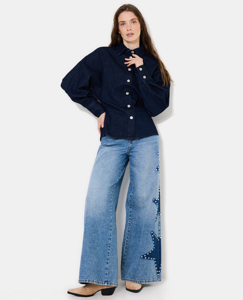 Chemise en jean cintrée avec manches chauve-souris - PIMKIE - 3