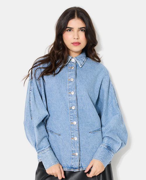 Chemise en jean cintrée avec manches chauve-souris - PIMKIE - 5