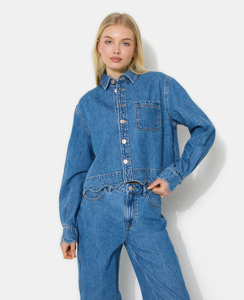 Chemise en jean avec bords zig-zag - PIMKIE - 1
