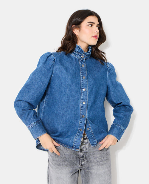 Chemise en jean avec col à volant - PIMKIE - 1