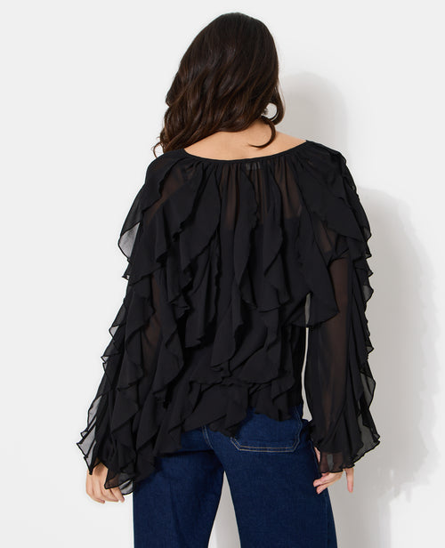 Blouse en voile avec volants et boutons - PIMKIE - 6