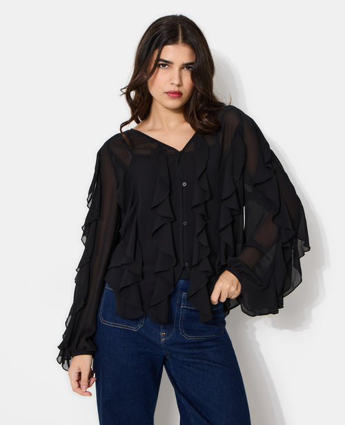 Blouse en voile avec volants et boutons - PIMKIE - 7