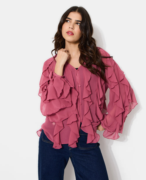 Blouse en voile avec volants et boutons - PIMKIE - 1